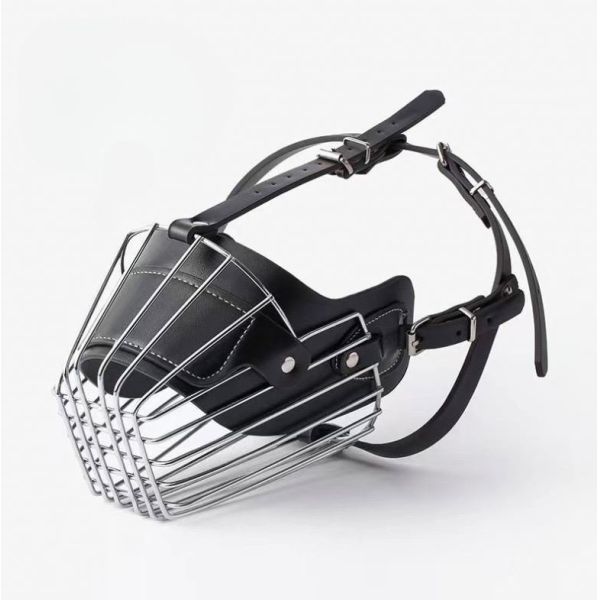 Metal and Leather Durable Basket Dog Muzzle for Large Dogs Anti-Biting