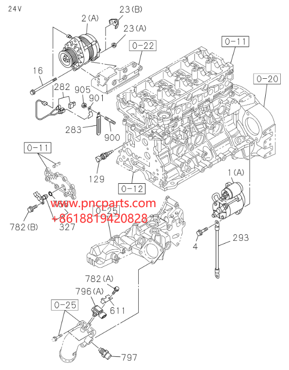Генератор 4JJ1 альтернатора ZX135US-3 8-98092112-2 запасных частей экскаватора неподдельный