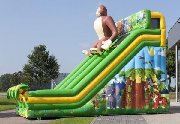 O verde inflável comercial da corrediça do grande gorila inflável seca a corrediça para o divertimento