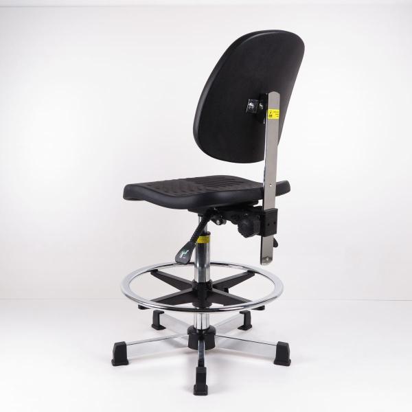 Black Polyurethane Industrial Production Chairs With Foot Ring For High Workbench