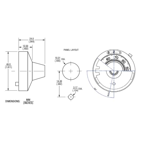 46 мм Алюминиевые повороты подсчета Диал Потенциометр Кнопка для 6,4 мм вала H-46-6A