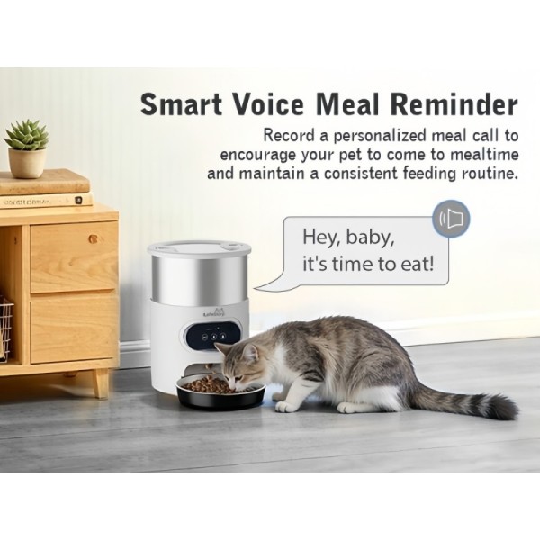 3L Stainless Steel Smart Dog Feeder WiFi Controlled Pet Feeding Machine Timed and Quantitative