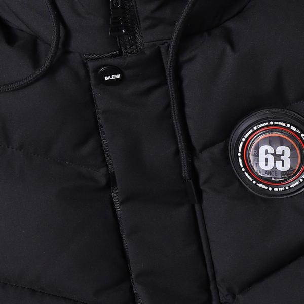 Bilemi Solid Black Thick Hooded Warm Boys Winter Jacket Fashion Parka Kids Downcoat