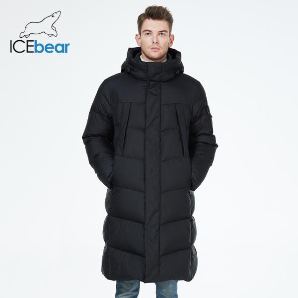 Double Layer Cuff Long Jacket Pocket With Hood Mens Parka Coat With Stand Collar