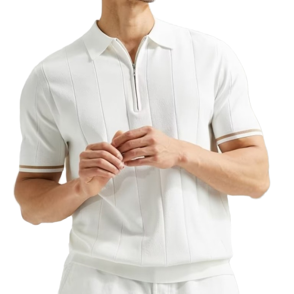 New Stylish Fashion Short Sleeve Casual Zipper Woven Polo Shirt Plain Soft Breathable Business Polo Custom Shirt
