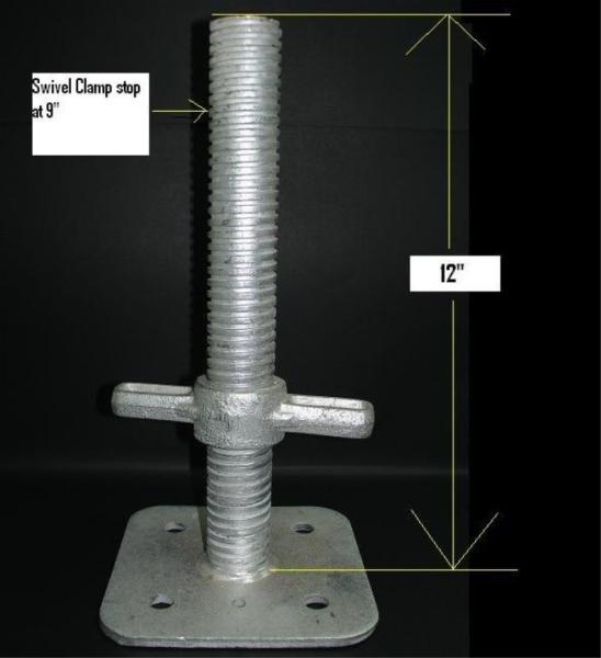 Galvanized Scaffold System Adjustable Base Jack , Scaffolding Adjustable Jack Base