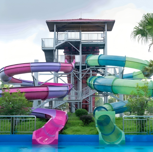 Spiral Water Park Water Slide in Swimming Pool