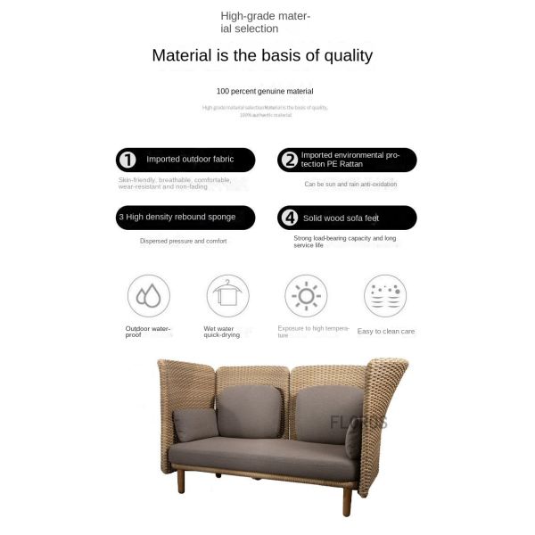 Hand Knitted Outdoor Teak Furniture Villa Hotel Garden PE Rattan Sofa And Table Set