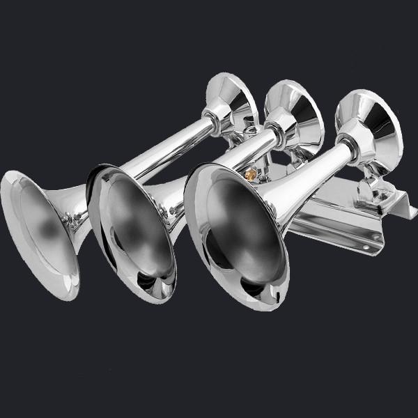 12/24V In-line Big Three Trumpet Chrome Train Air Horn  (HS-1031C)