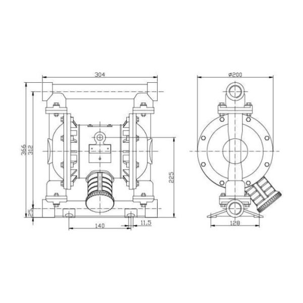 Aluminum air operated diaphragm pump for ceramics mix & cast , glaze 40gpm 150L / min 5m