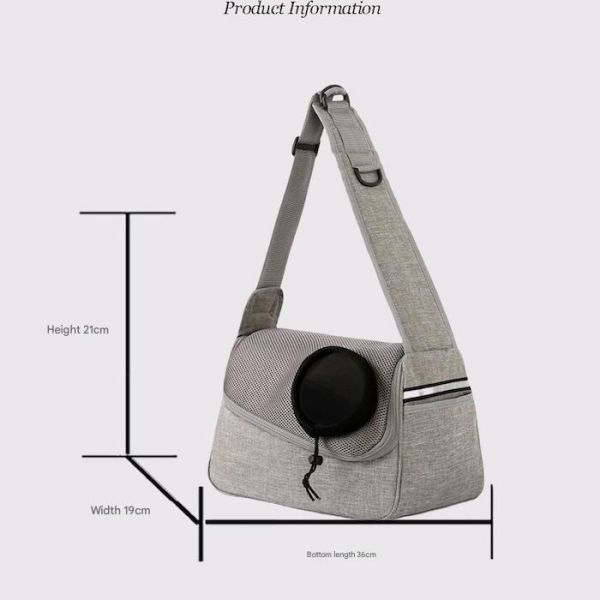 36*19*12CM Unisex Durable Washable Non toxic Lovely Durability Gray Oxford Pet Outing Shoulder Bag