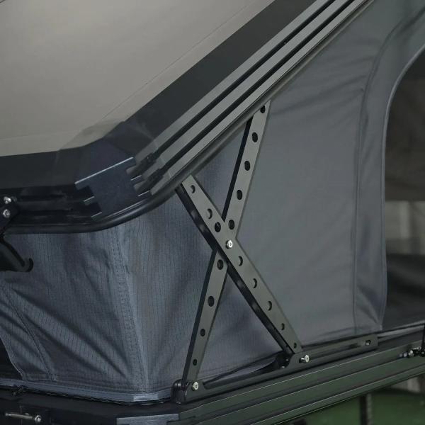 Vehicle Camping Aluminum Shell Roof Tent With Hydraulic Lever Assisted Labor-saving Opening Method And Support Logo