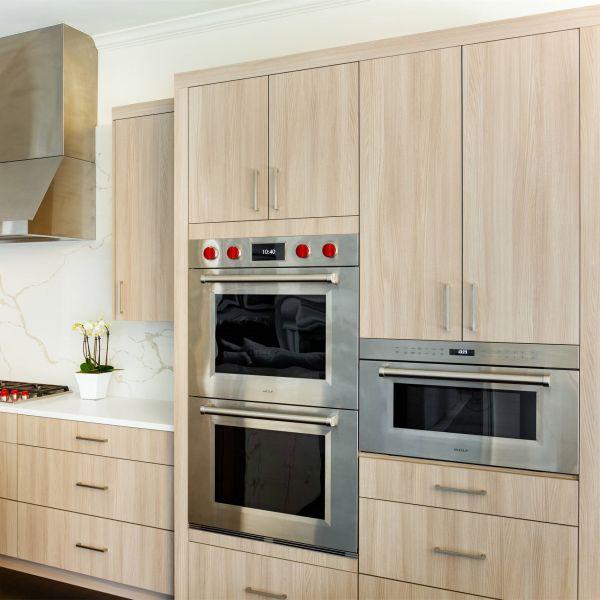 Wood Ash Melamine Finish Functional Kitchen Cabinet Set With Pantry