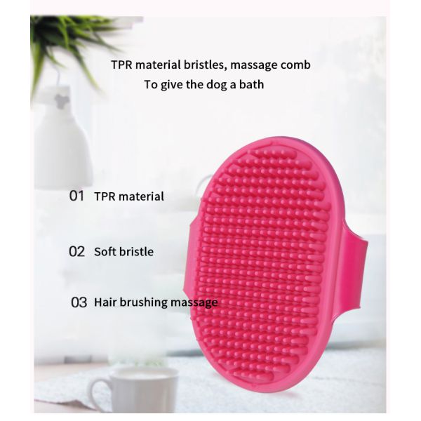 Mango ajustable Perro de baño Cepillo TPR Masaje de caucho Curry Peinado Perro de aseo