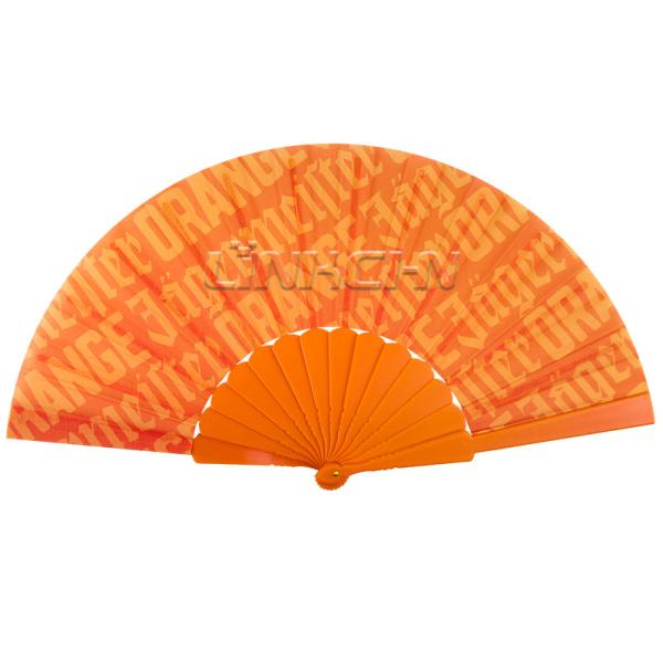Black Plastic Folding Fabric Hand Held Fans Plastic Ribs Custom Printed Folding Hand Fan
