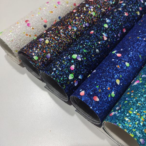1.2mm 54/55' Fireproof PU Leather Sparkle Glitter Fabric