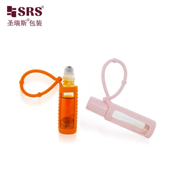 BLPM-10ML Thick Wall Clear Glass Roll On Bottle With Silicone Cover For Perfume Oil