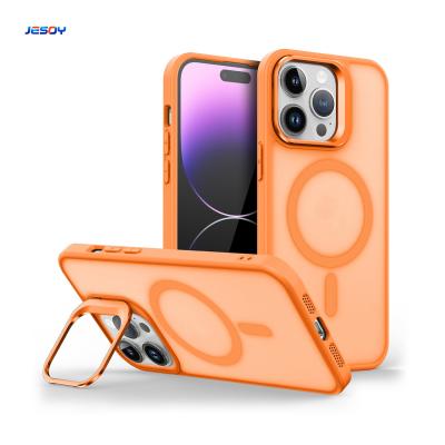 Appareil photo intégré étui magnétique pour téléphone mat translucide avec couvercle Magsafe