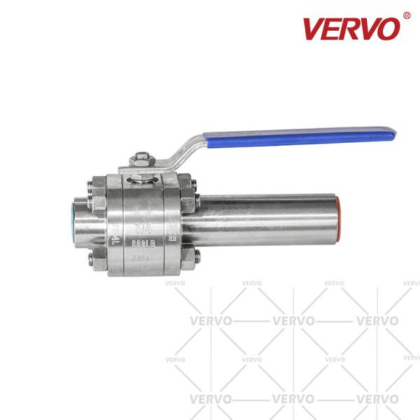 DN20 3 Piece 2 3 4 Threaded Stainless Steel Ball Valve 316 Ss 200mm Nipple