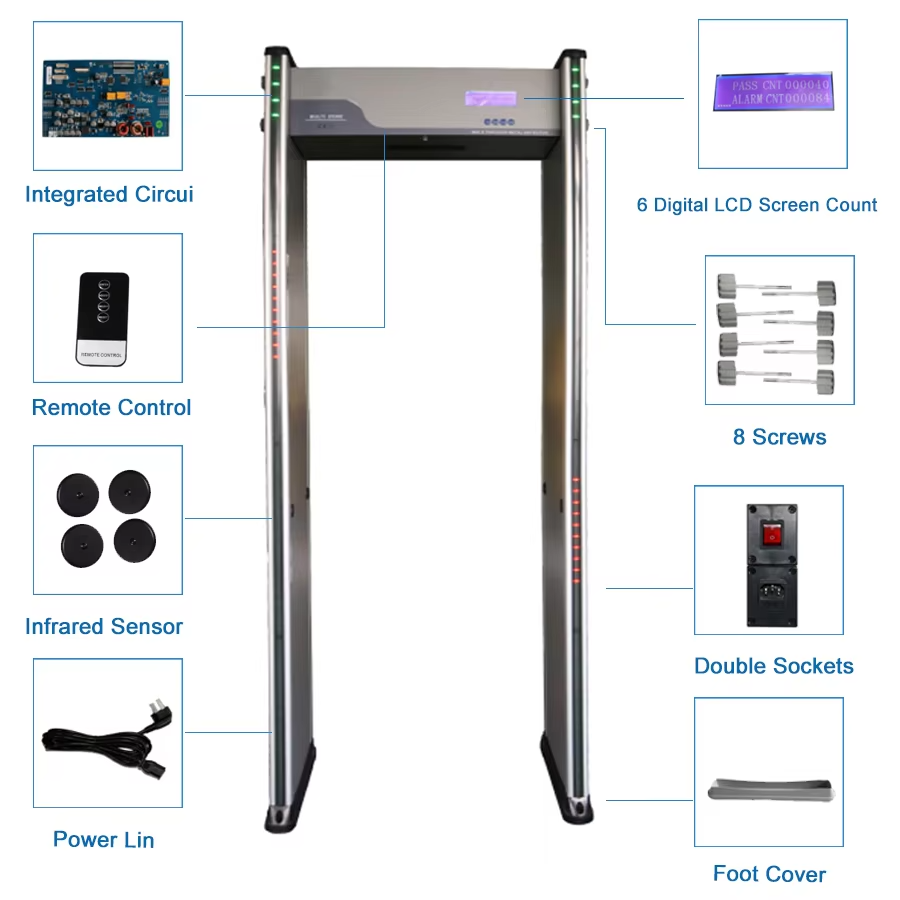 Low Power Consumption Walk Through Metal Detector Gate Easy Installation Security Archway for School Project