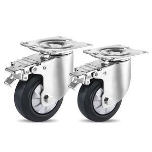 High Quality Industry Thermoplastic Rubber and Steel Caster Wheel Double Ball Bearing Swivel with Brake Mid Heavy Duty 5inch