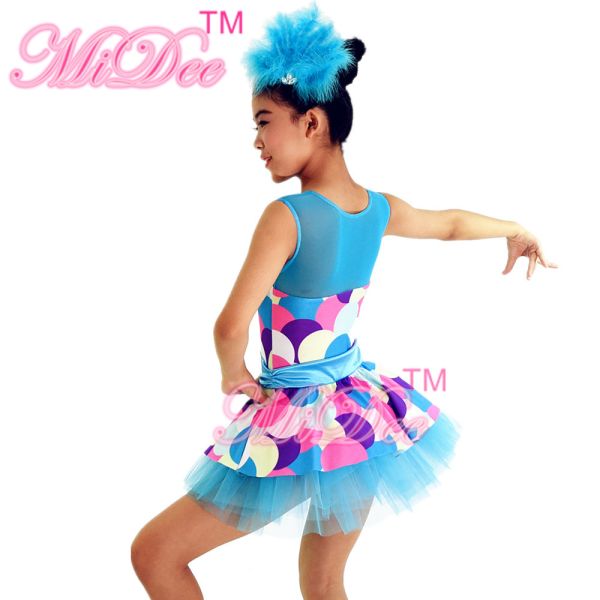 Bubble Prints Competition Dance Wear Sleeveless Bodice Knee Length jazz dance competition costumes