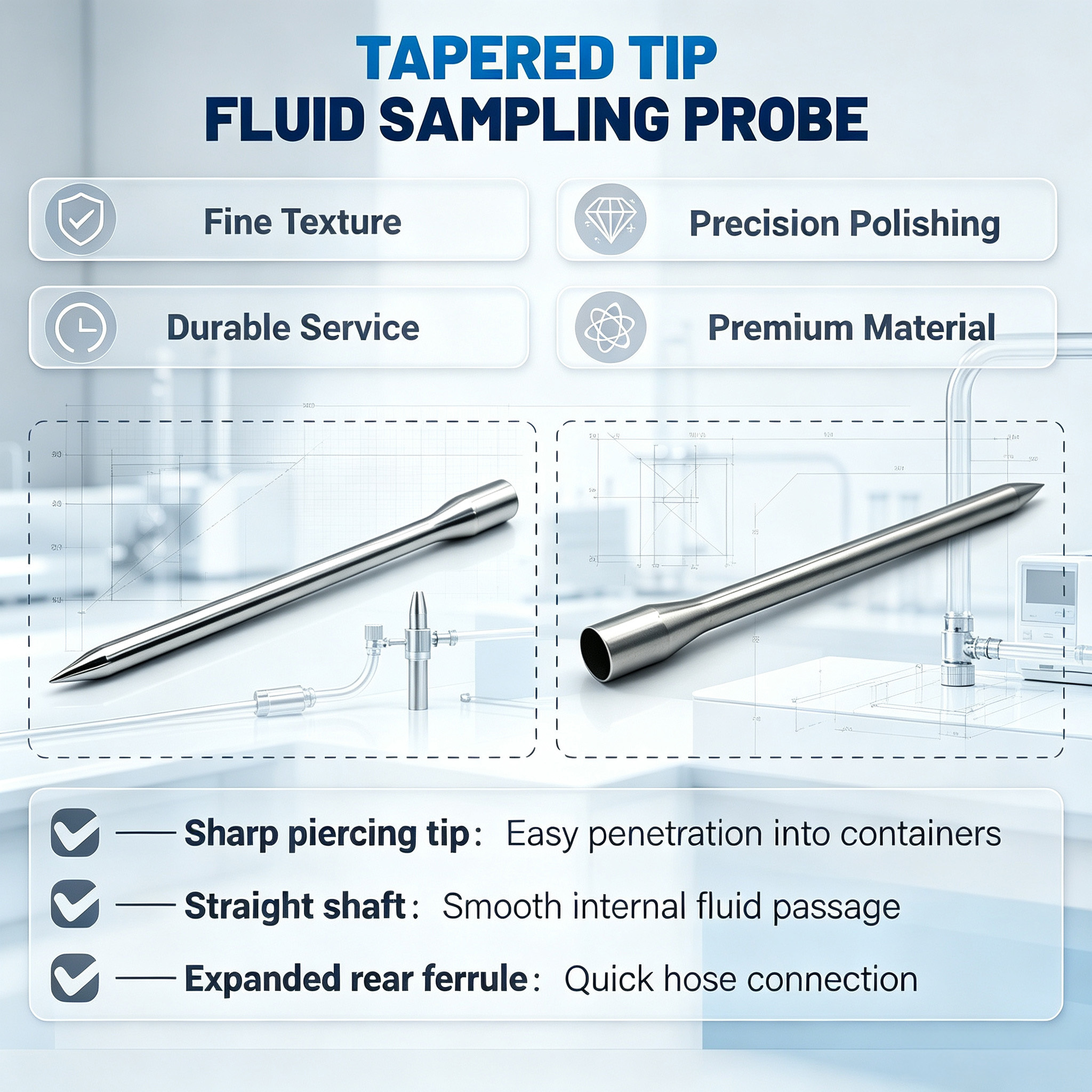 Customized Tapered Tip Hollow Guide Tube With Sharp Conical Head