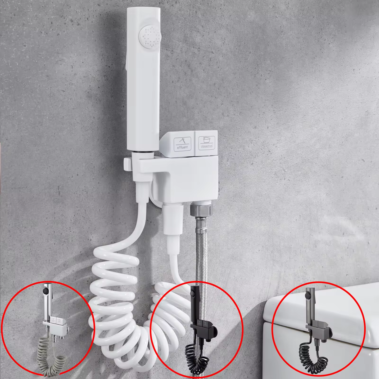 Handheld Bidet Spray Brass Shattaf Sprayer ABS 1.5m Shower Spring Hose Popular Household Shower Head Set