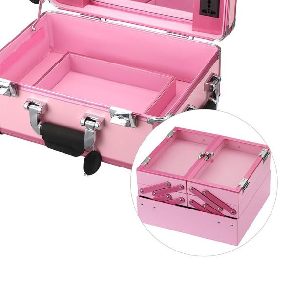 OEM ODM Pink Cosmetic Beauty Case , Professional Makeup Cases On Wheels