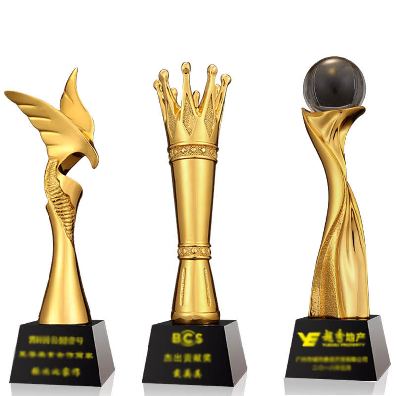 Customized Logo Zinc Alloy Metal Trophy with Brushed Surface for Sports Awards and Gifts