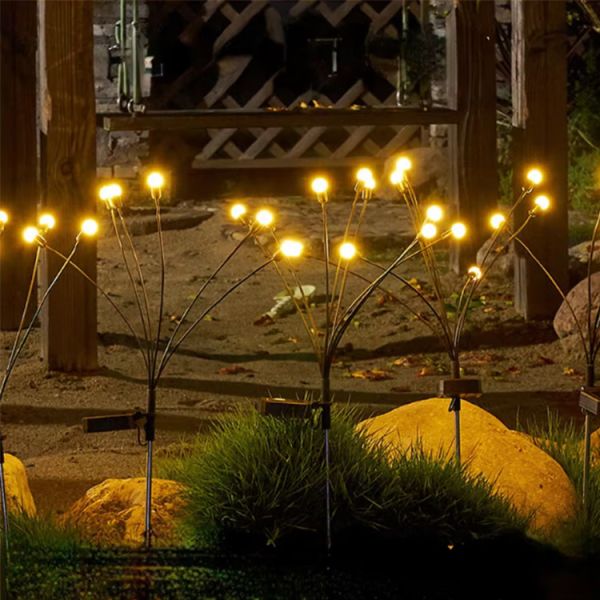 6000K Daylight Alert Solar Firefly Lawn Light for Outdoor Garden Landscape Ground Plug
