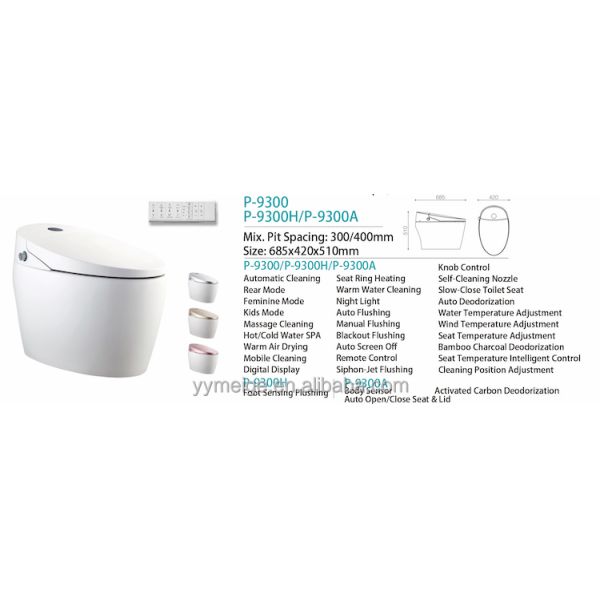 Office Building Luxury Lower Cistern Eco Smart Automatic Intelligent Toilet with Adjustable Temperature and Tech Features
