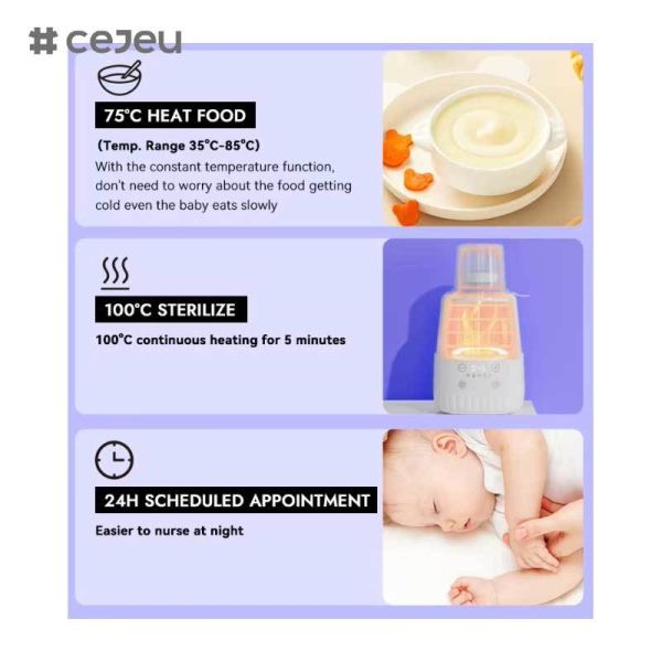 CJ-FHC-BN- 231002 8-Function Smart Electric Digital Portable Breast Milk Warmer Baby Formula Powder Dispenser Bottle Sterilizer for Newborn Care