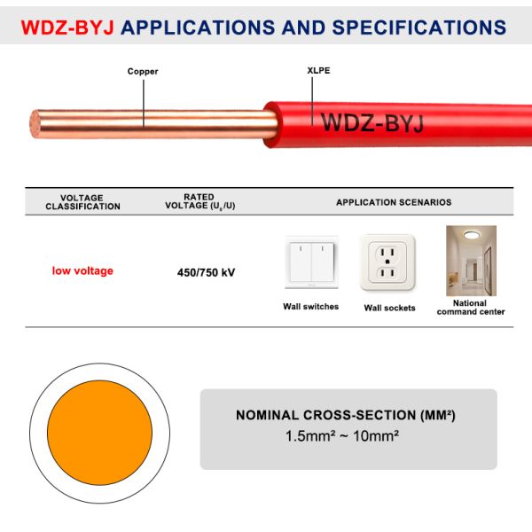 WDZ-BYJ 2.5mm2 XLPE LSZH Cable Insulated For High Rise Building