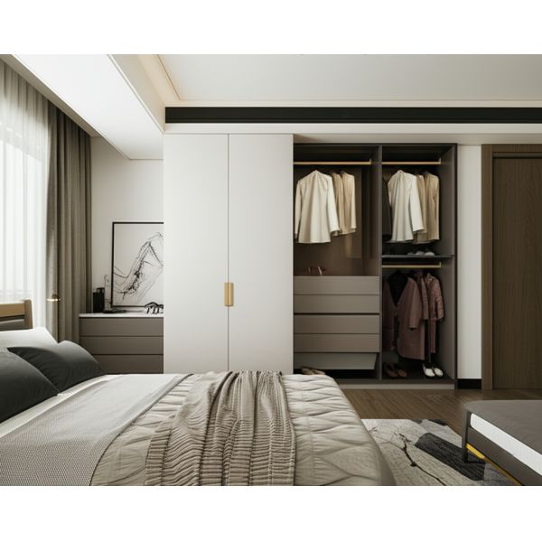 Modern Minimalist Flat Panel Closet Doors With Aluminum Edge & Handles