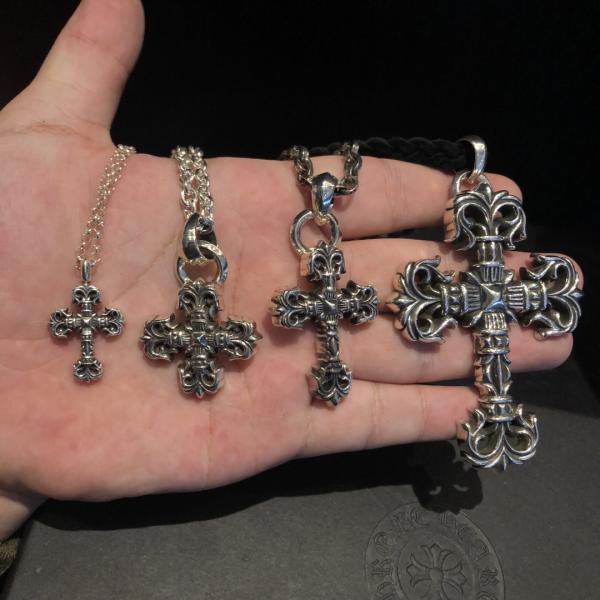 925 Silver Large Flame Cross Necklace with 55-70cm Chain and S925 Logo for Everyday Wear