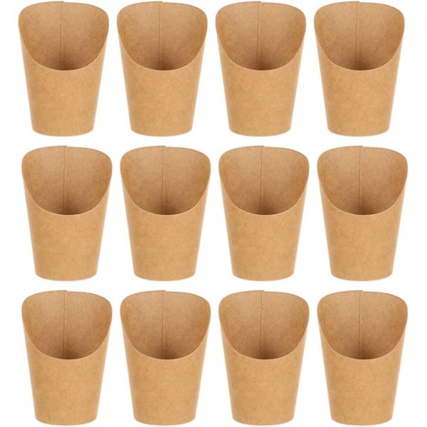 Grado alimenticio papas fritas Cajas de embalaje de alimentos Cartón Kraft para llevar / para llevar Cajas de freír francés Caja para restaurante / caja de gofres