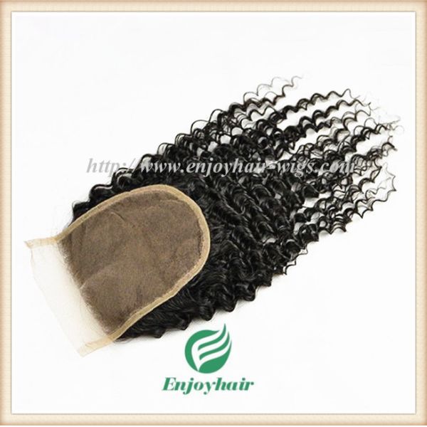 Lace top closure 5''x5'' ,brazilian virgin hair natural color deep curly 10''-24''length