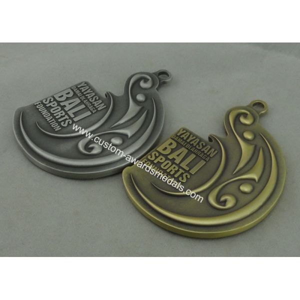 Double sides 3D Bali Sports Die Cast Medals , Antique Brass And Antique Silver Plating