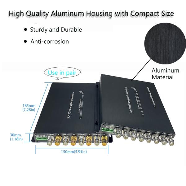 4-Channel 3G-SDI Fiber Converter with RS485 & Tally