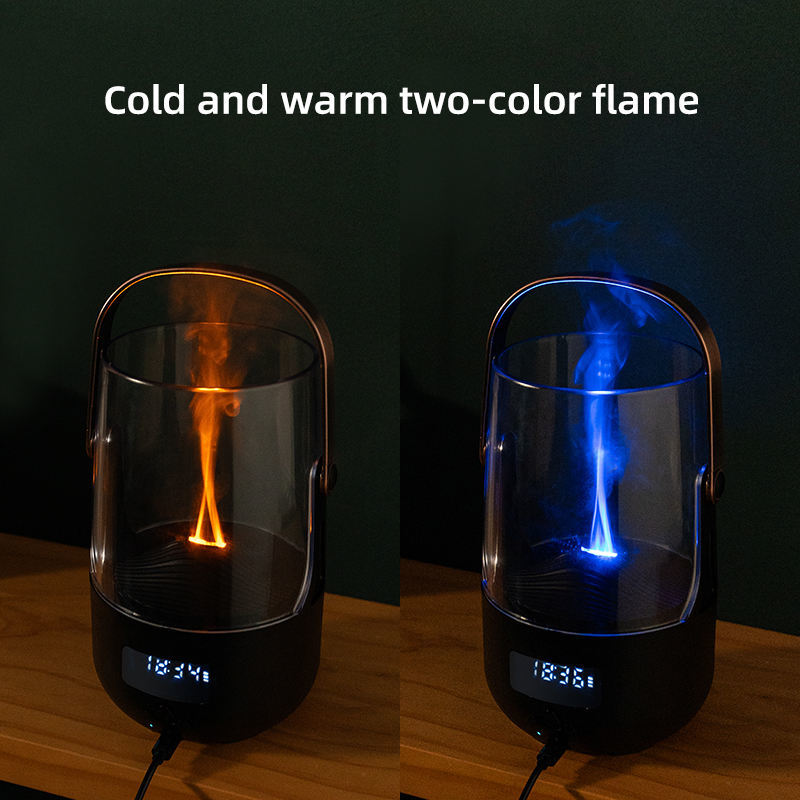 FUSMLI 3D Realistic Flame Aroma Diffuser 200ml Large Tank Quiet Operation with Type-C Charging Flame Humidifier