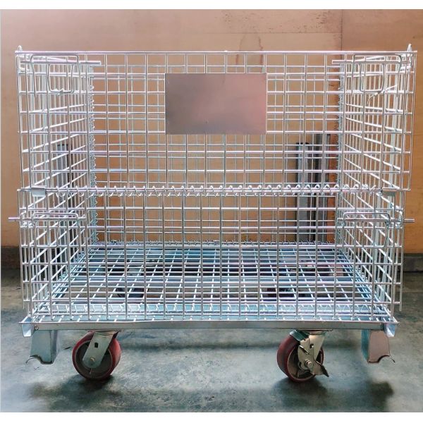 1000kgs Capacity Industry Warehouse Foldable Steel Pallet Baskets Wire Mesh Container