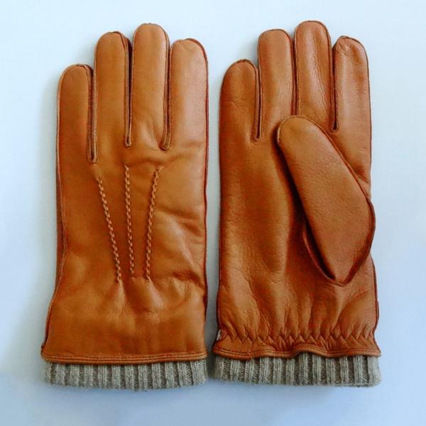 Hot sale winter daily machine sewing soft deer leather gloves men