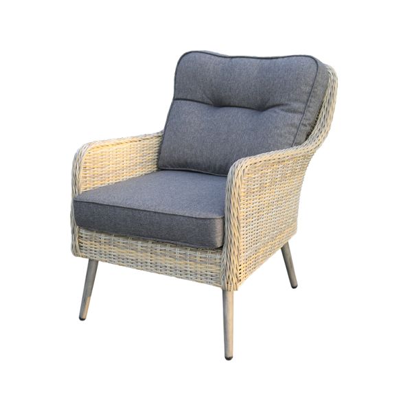 Outdoor Backyard Furniture PE Rattan Chairs With Cushion and Patio Table Luxury Garden Set