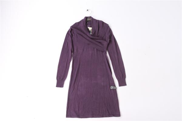 Purple Coral Women'S Long Sleeve Sweater Dress 80% Cotton 20% Wool