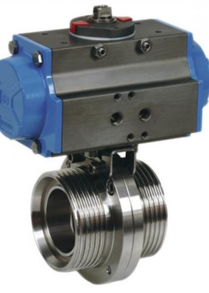 1 Inch Sanitary Control Valves Pneumatic Operated Butterfly Valve Welded End  ISO9001 Approved