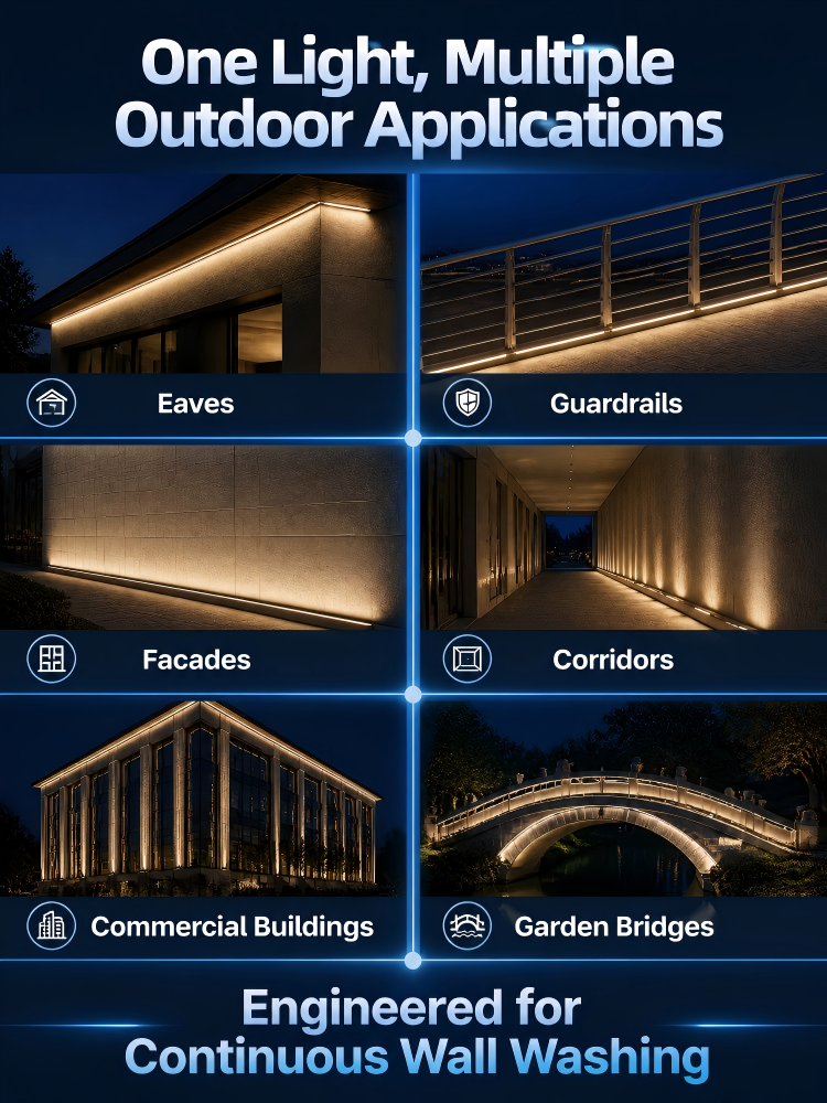 Linear LED Wall Washer Light For Building Facade , Weatherproof Wall Wash Landscape Lighting