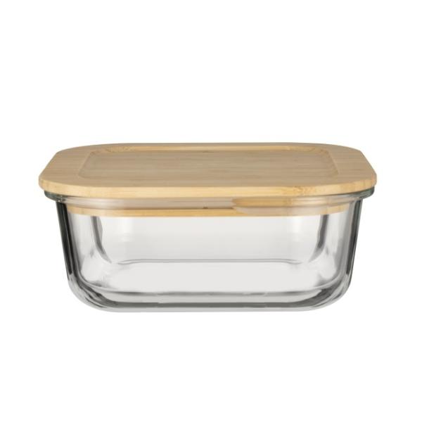 Glass Food Container With Concave Bamboo Lid