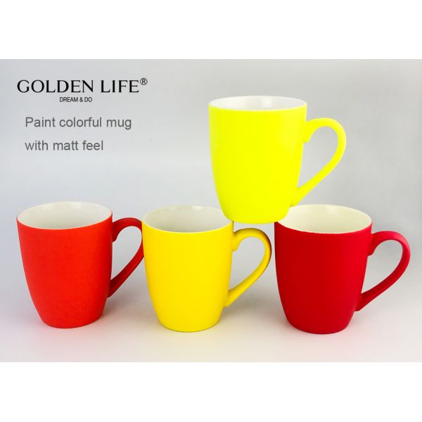Sublimation Coated Handgrip Ceramic Coffee Mugs 400cc
