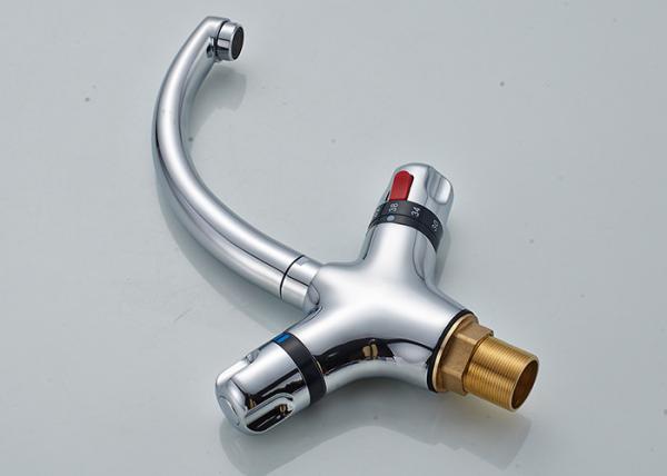 Two Handle High Arc Kitchen Faucet , Thermostatic Kitchen Faucet Side Spray ROVATE